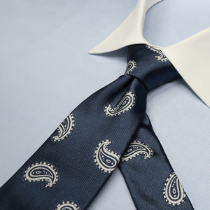 オリジナル ネクタイ ペイズリー ブルー×ホワイト