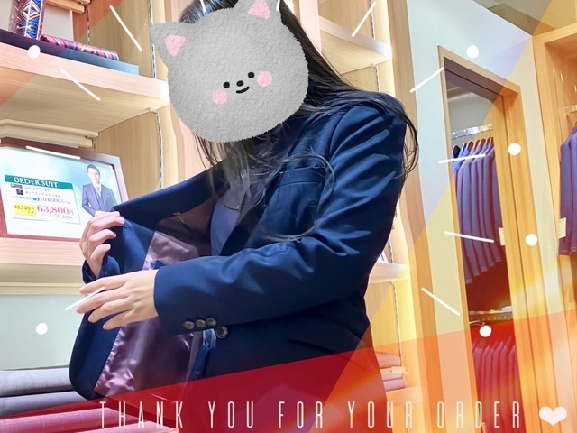 お客様のスーツが仕上がりました✨✨紺無地のレディースパンツスーツ！/NET限定企画ゼニア〝クールエフェクト〟