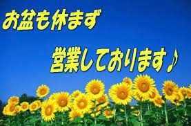 お盆期間中も元気に営業致します!!!
