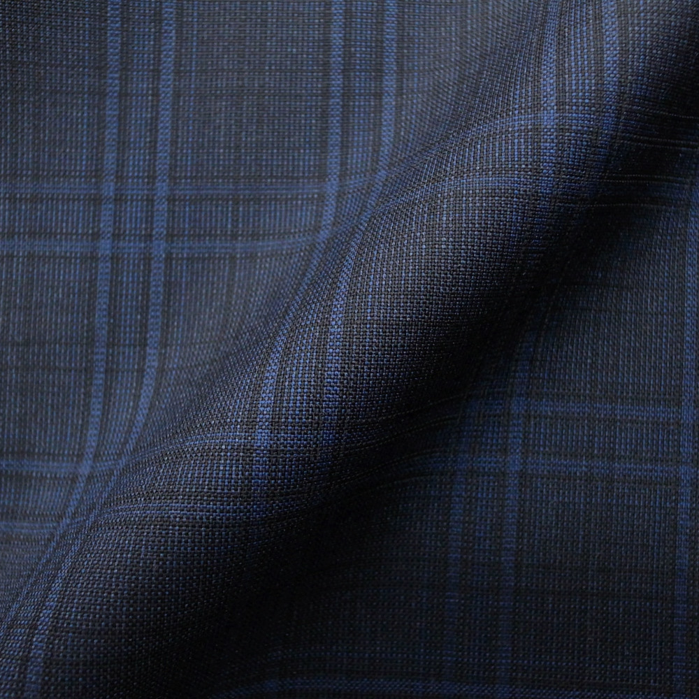ロロピアーナ 紺格子 横30mm 縦48mm スラックス メンズ オーダースーツのビッグヴィジョン