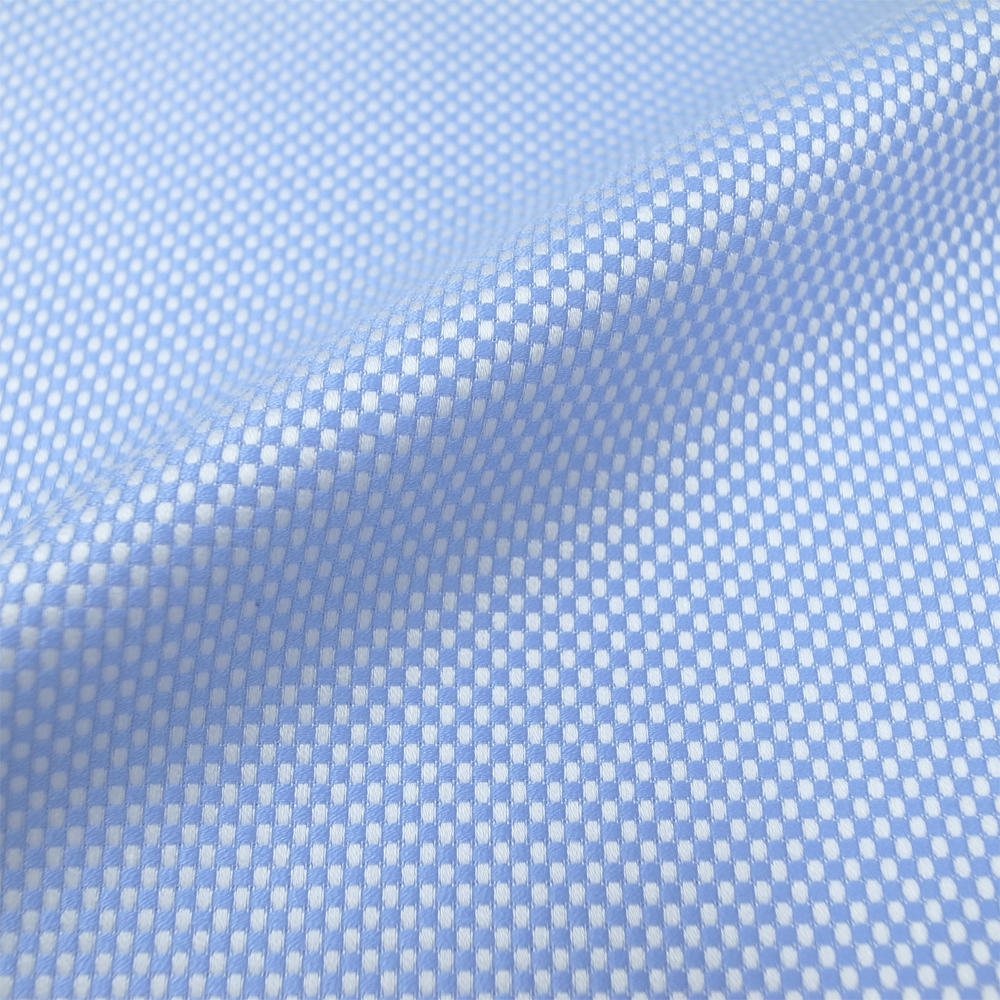 カンクリーニ プレミアムサックスブルーホワイトドットシャツ メンズ オーダースーツのビッグヴィジョン