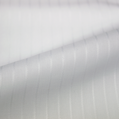 オリジナル ビジネス白ドビーストライプ5mmシャツ・レディース