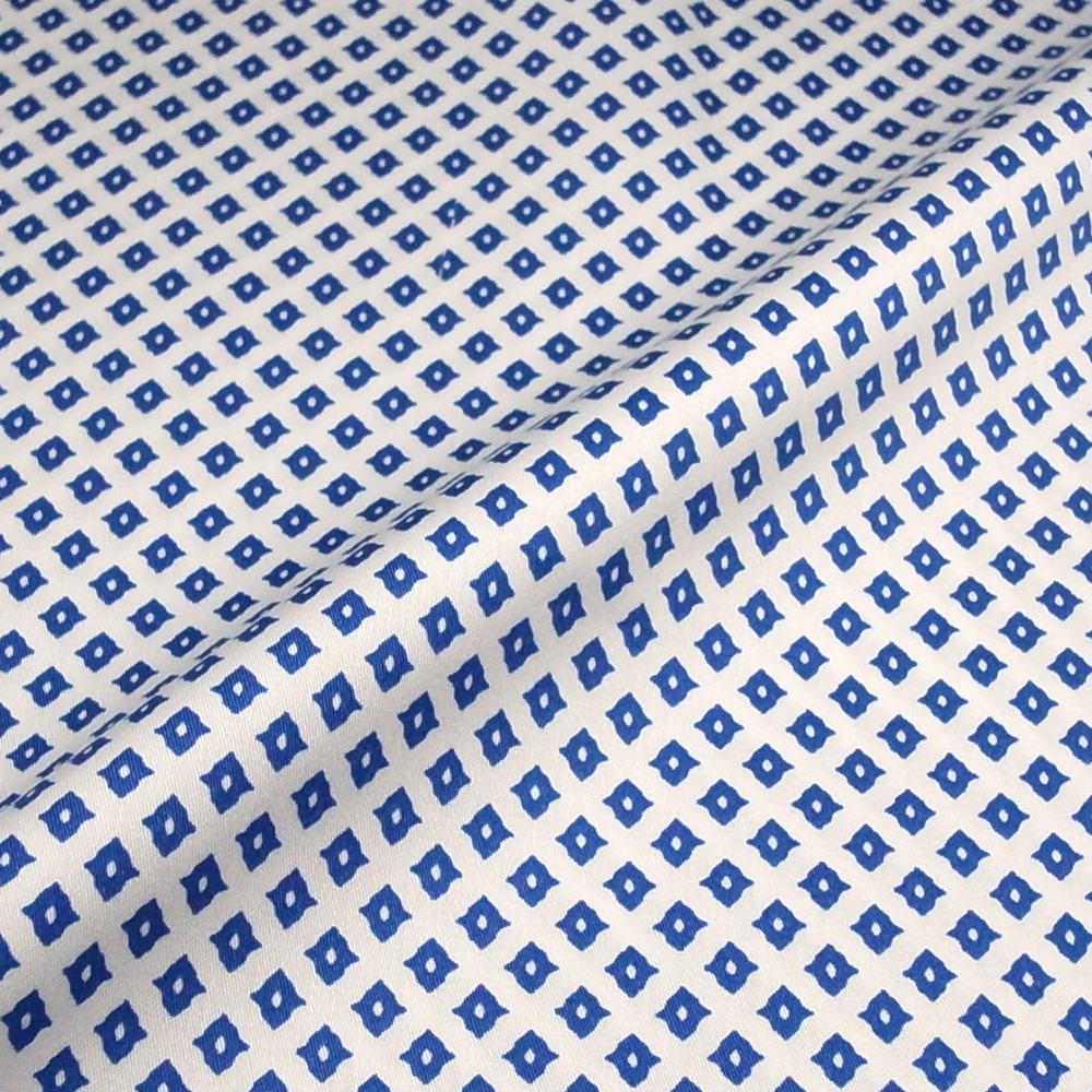 ストレスフリー ブルー小紋柄 シャツ メンズ オーダースーツのビッグヴィジョン