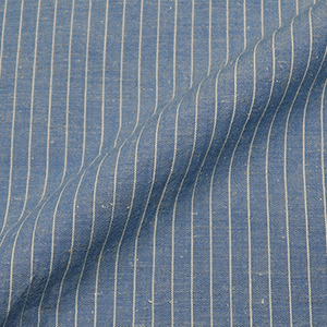  7Daysシャツ綿/麻　ローンストライプ ブルーストライプ シャツ・メンズ