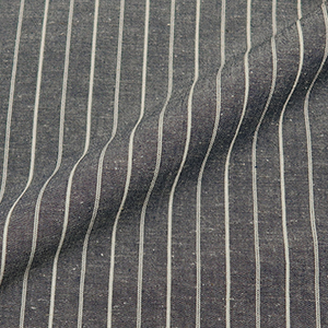  7Daysシャツ綿/麻　ローンストライプ 紺白ストライプ シャツ・メンズ