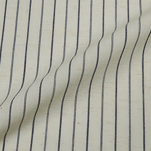  7Daysシャツ綿/麻　ローンストライプ 白紺ストライプ シャツ・メンズ