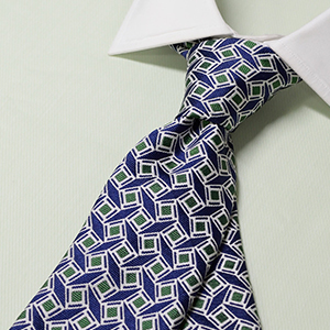 オリジナル ネクタイ 幾何学柄 紺×グリーン