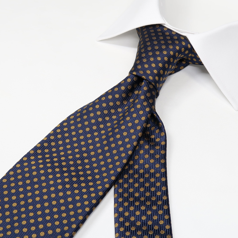 オリジナル ネクタイ 水玉 ネイビー ゴールド オーダースーツのビッグヴィジョン オリジナル ネクタイ 水玉 ネイビー ゴールド オーダースーツのビッグヴィジョン