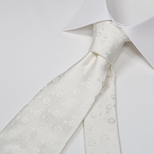 オリジナル ネクタイ 小花柄 ホワイト